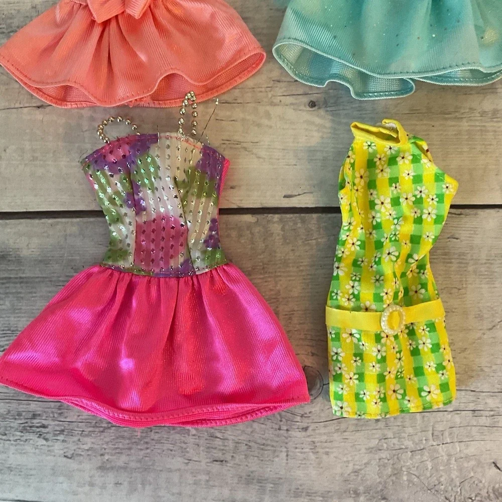 Barbie Mattel Dresses‎ Lot Of 6 Pink Purple Blue Yellow Short Casual Fancy Party